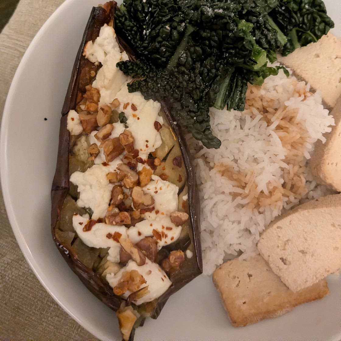 Honey Goat Cheese Roasted Aubergine