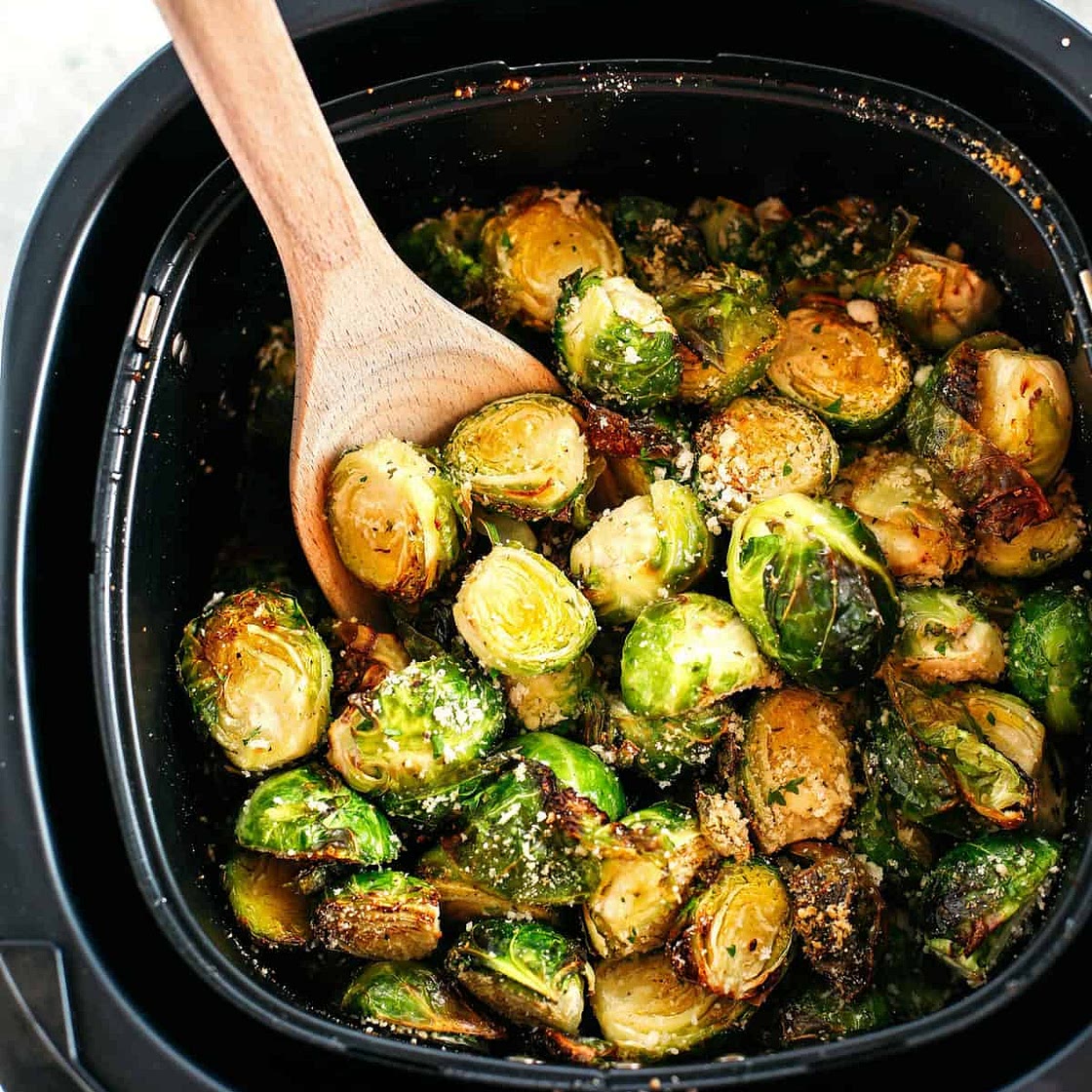 Air Fryer Garlic Parmesan Brussels Sprouts