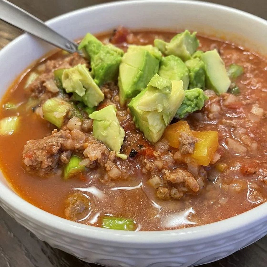Hearty Stuffed Pepper Stew with Cauliflower Rice