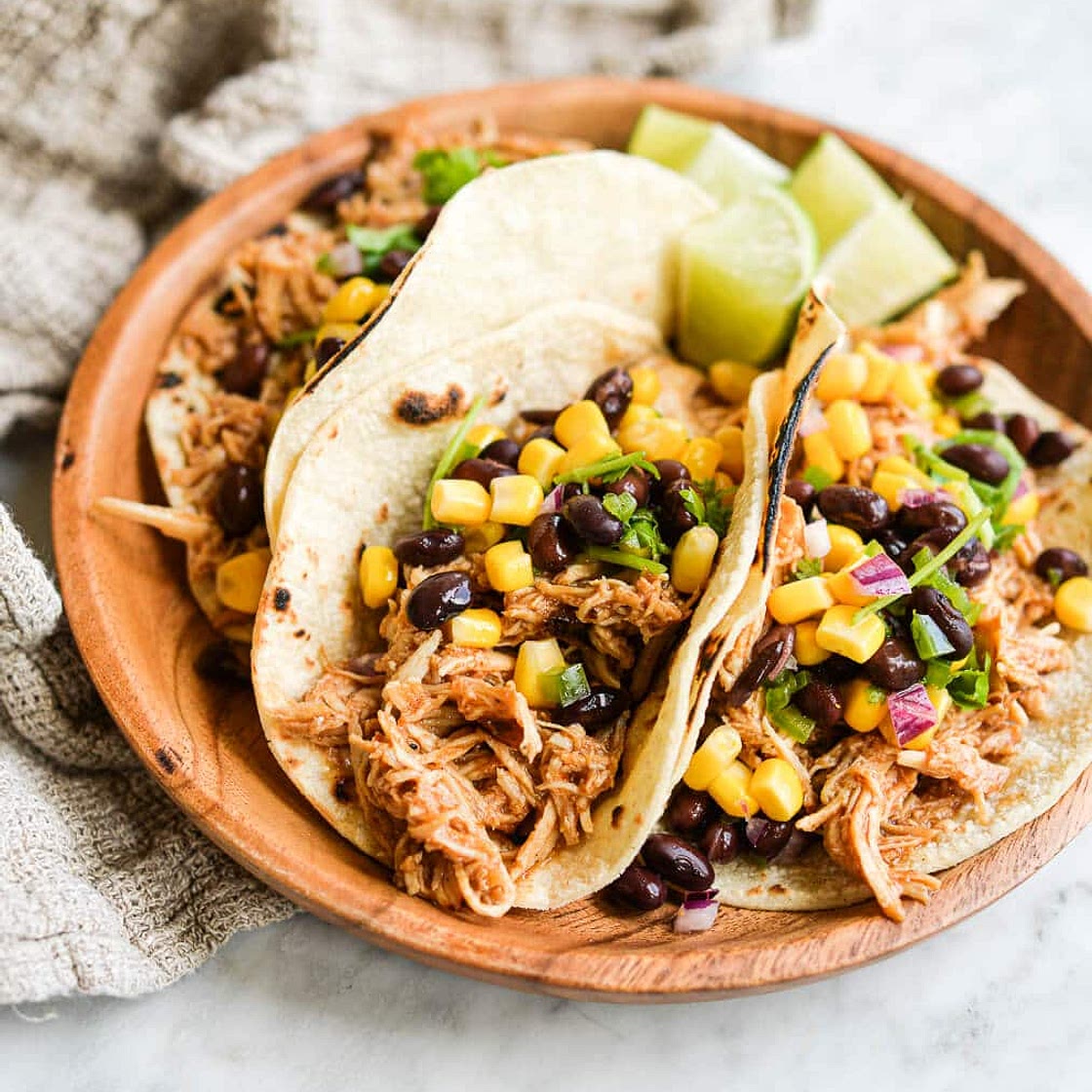 Easy BBQ Chicken Tacos with Black Bean and Corn Salsa