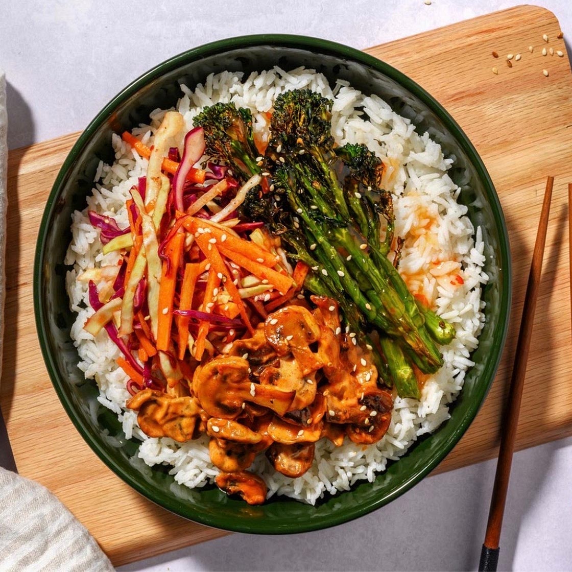 Creamy Gochujang Mushroom Bibimbap