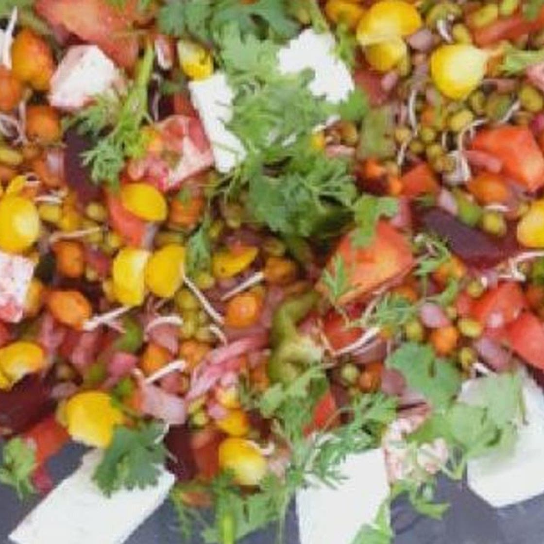 Healthy Paneer salad with sprouts