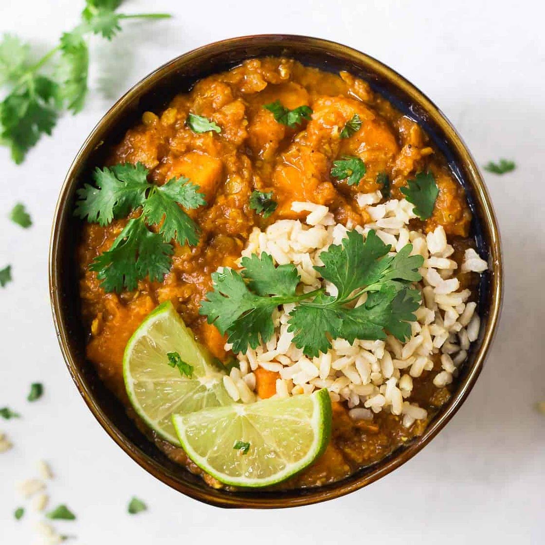Slow Cooker Red Lentil Curry with Sweet Potatoes