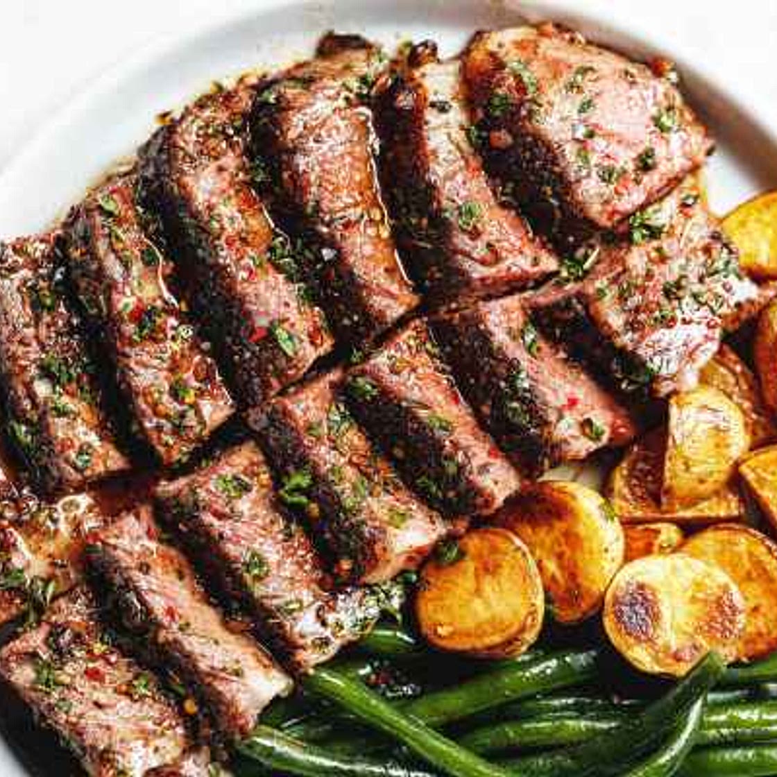 10-Minute Sheet Pan Steak with Lemon Zucchini