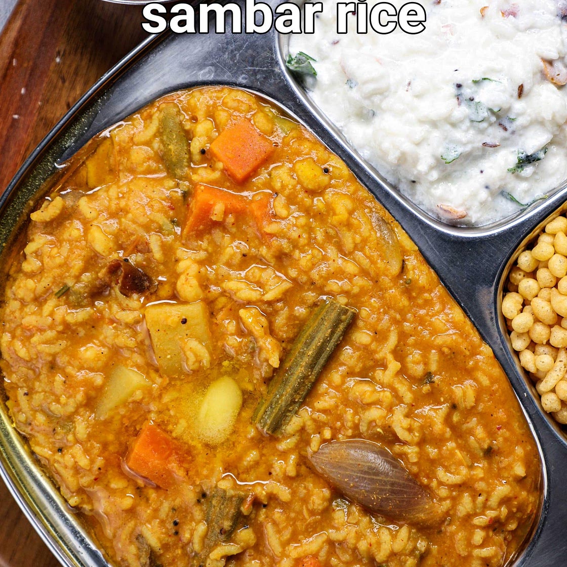 sambar rice recipe | sambar sadam recipe | sambar rice & curd rice combo
