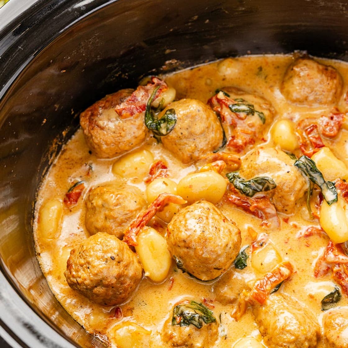 Crockpot Tuscan Meatballs With Gnocchi