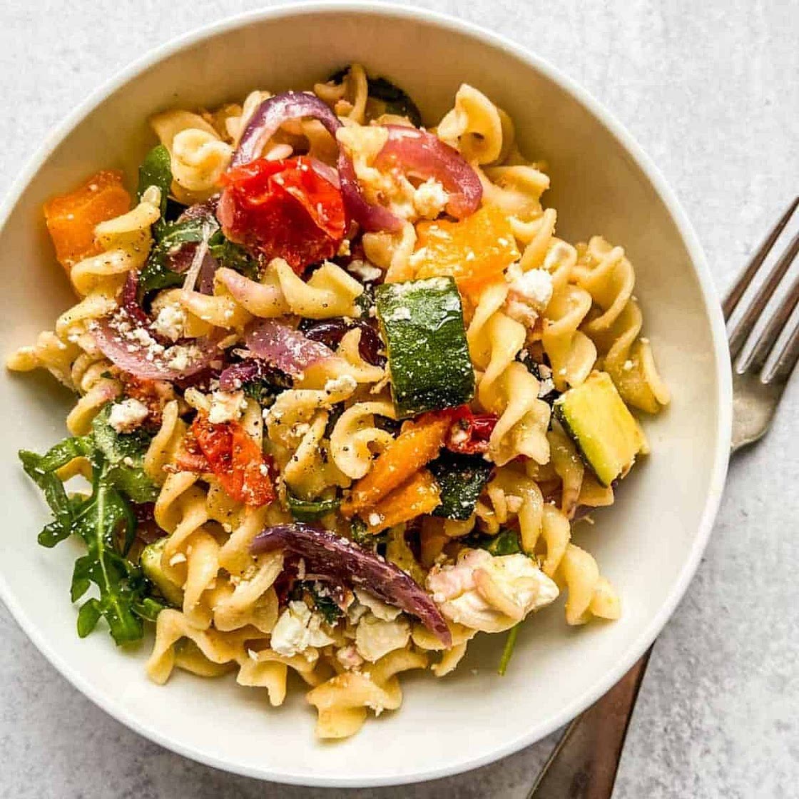 Roasted Veggie Pasta with Feta