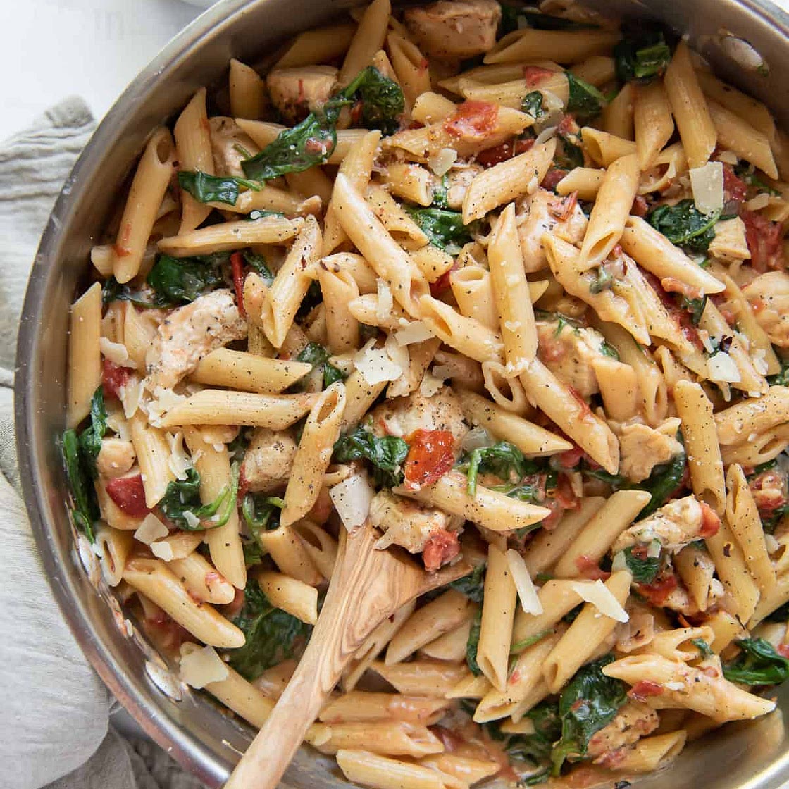 Chicken and Spinach Skillet Pasta