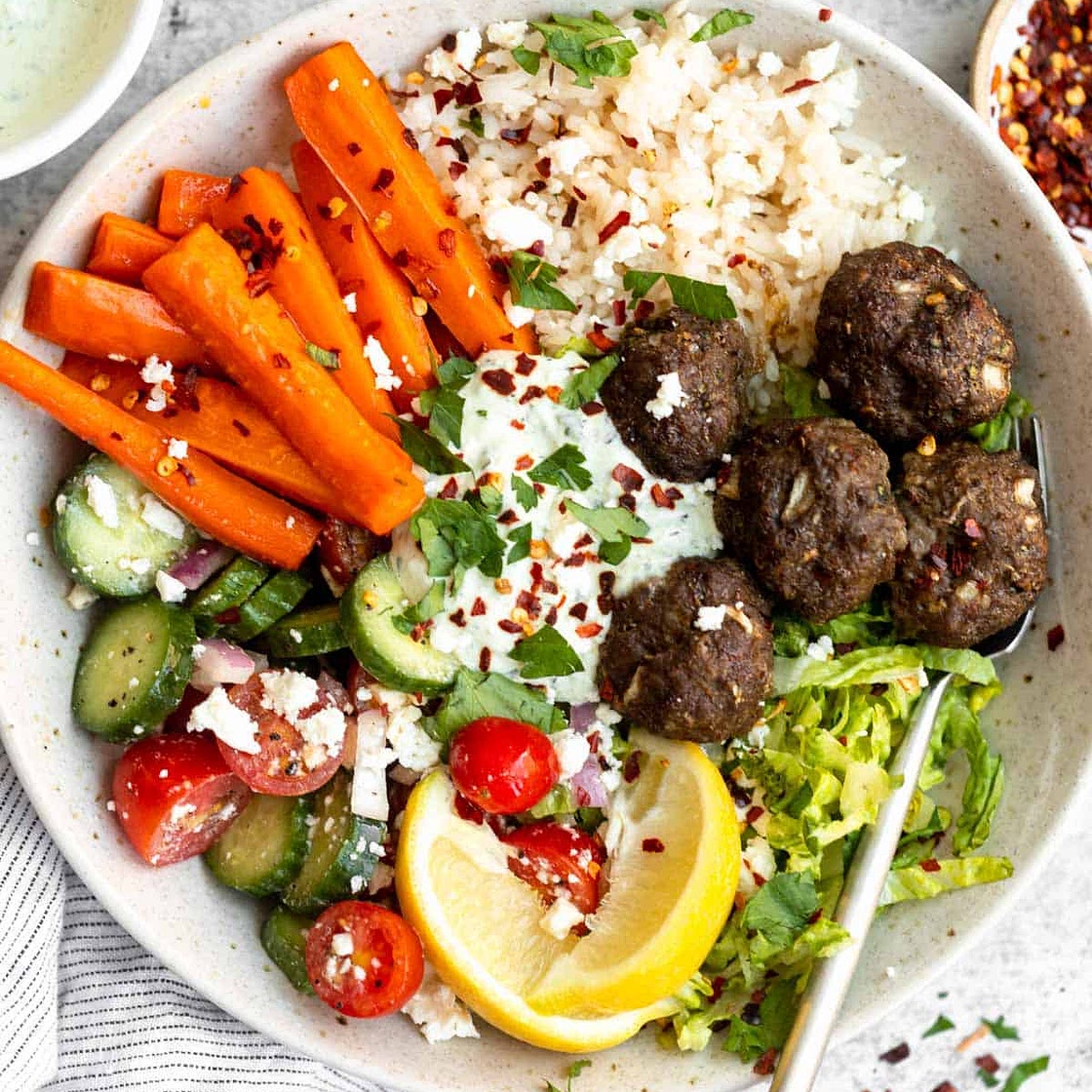 Greek Meatball Bowls