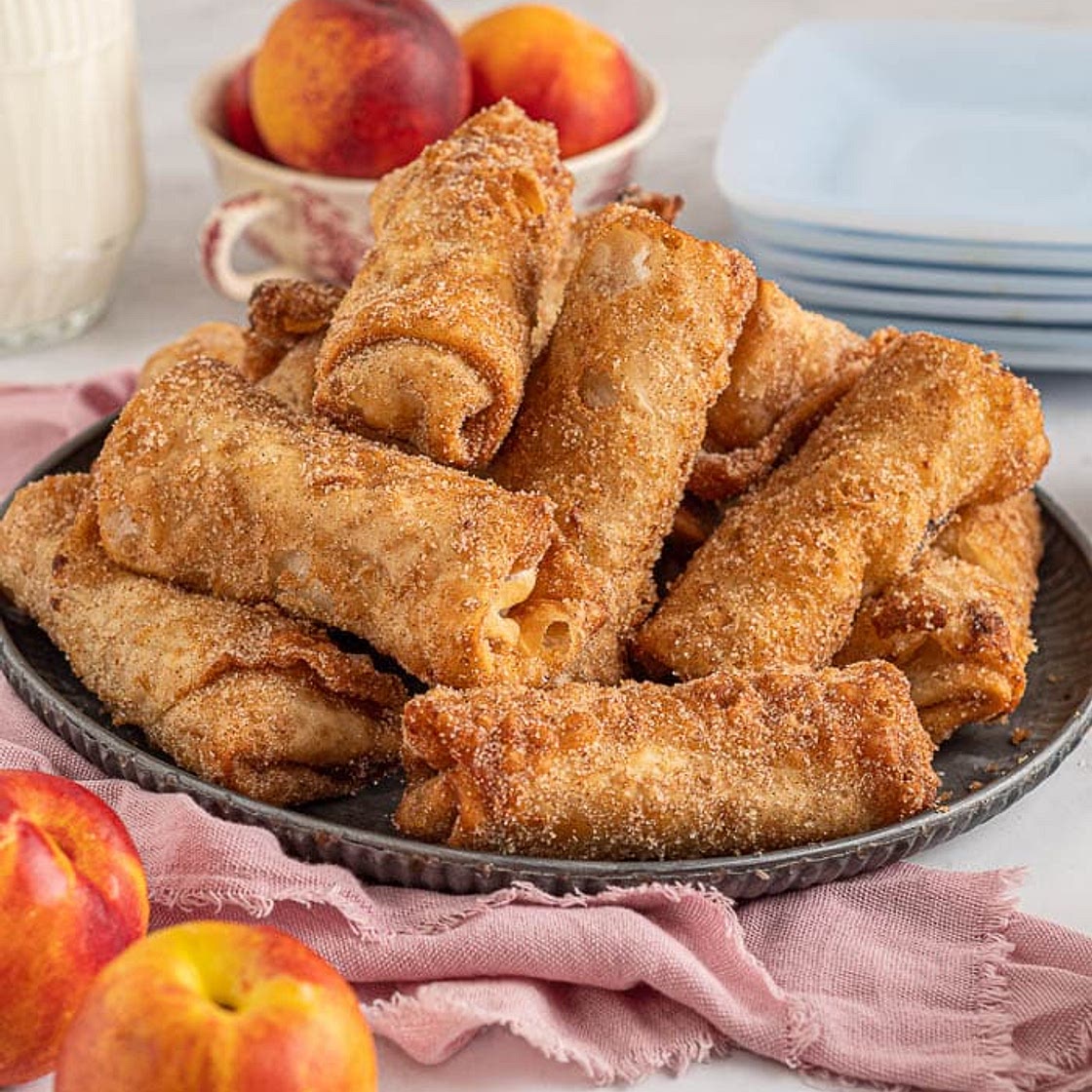 Peach Cobbler Egg Rolls