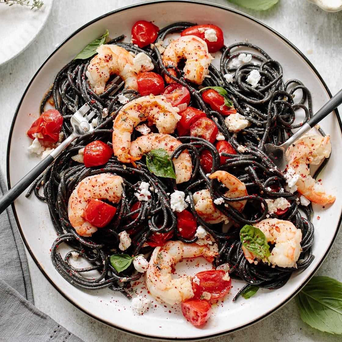 15-Minute Squid Ink Spaghetti with Shrimp