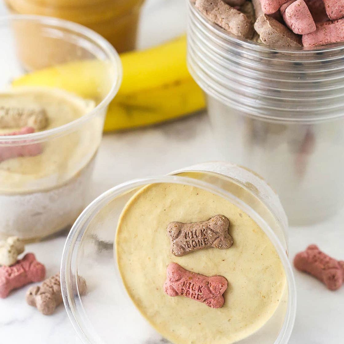 2 Ingredient Frozen Peanut Butter Banana Dog Treats