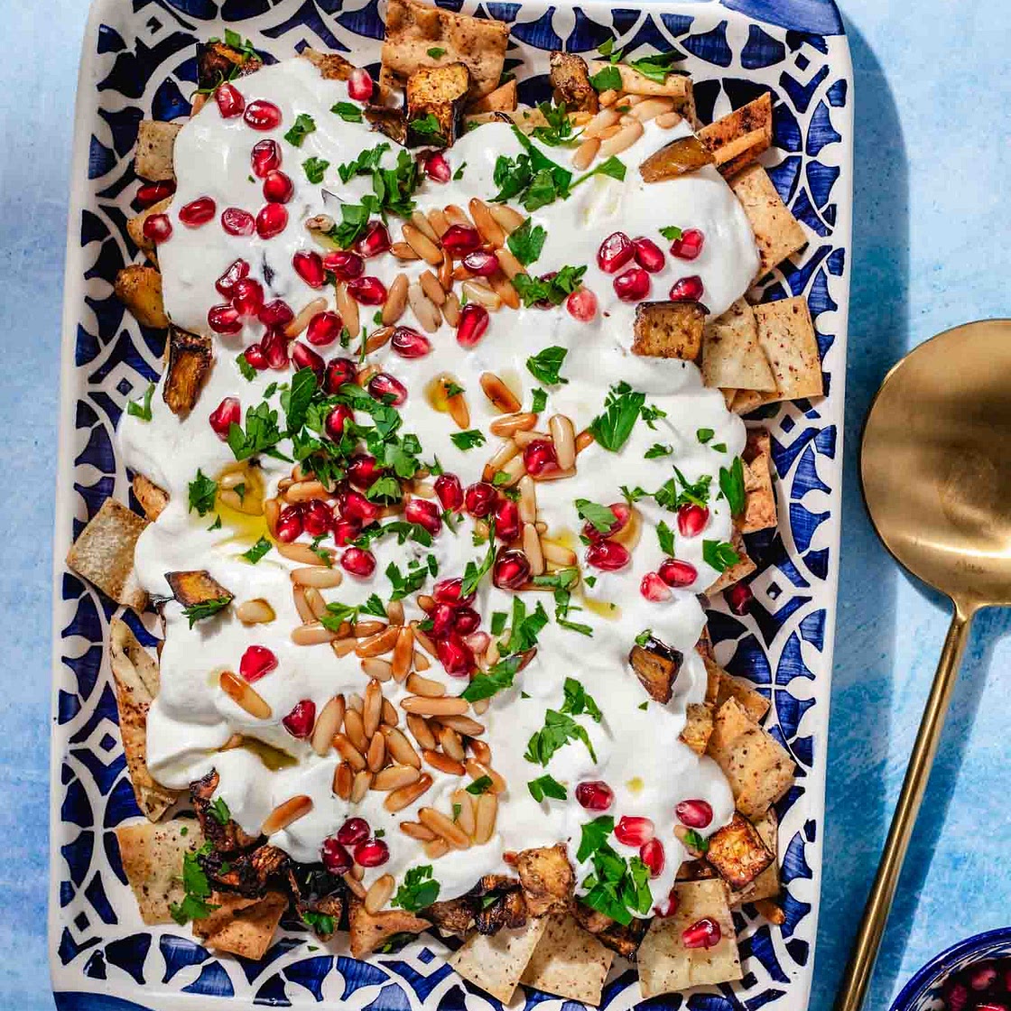 Roasted Eggplant Fatteh (Vegetarian)