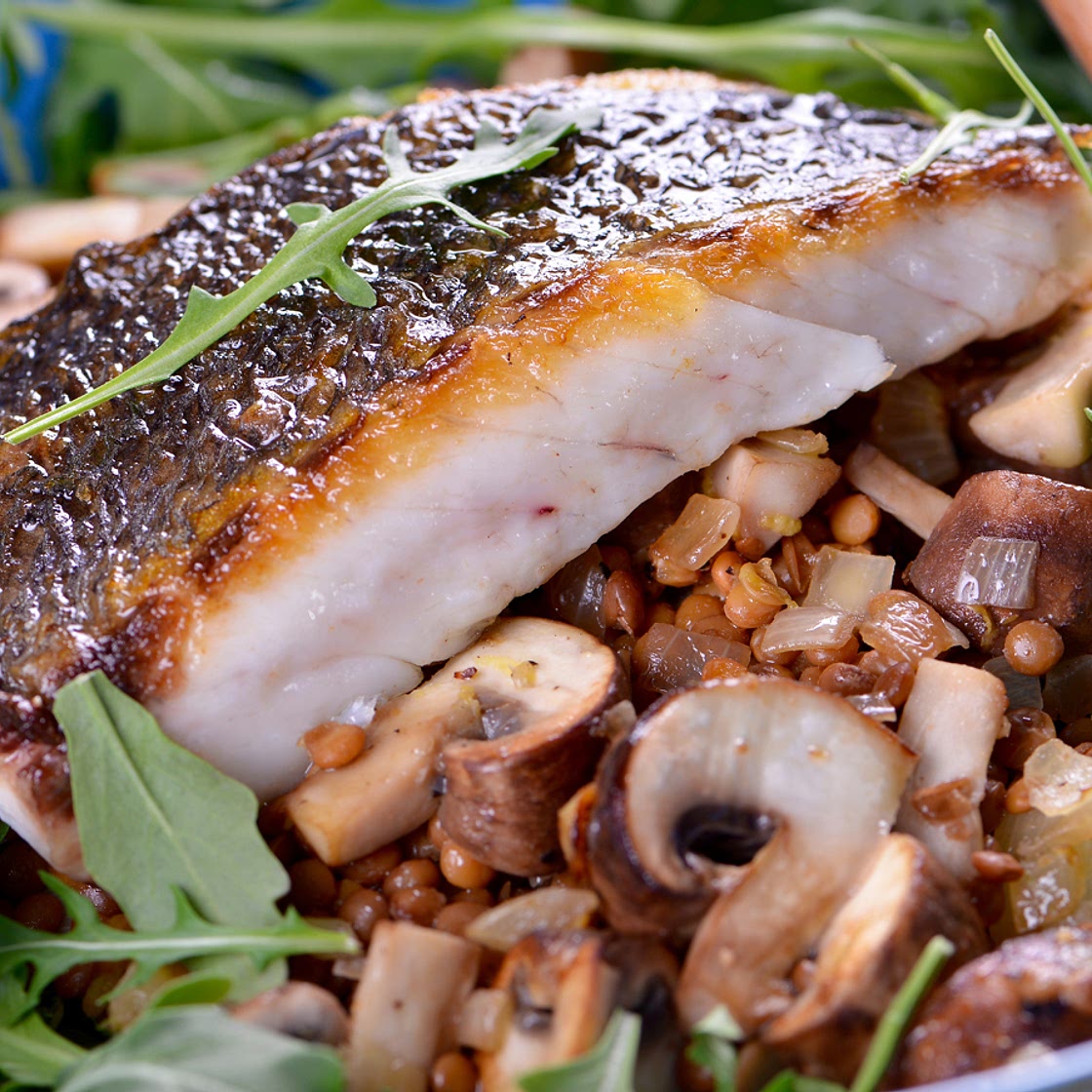Ensalada de lentejas y pescado