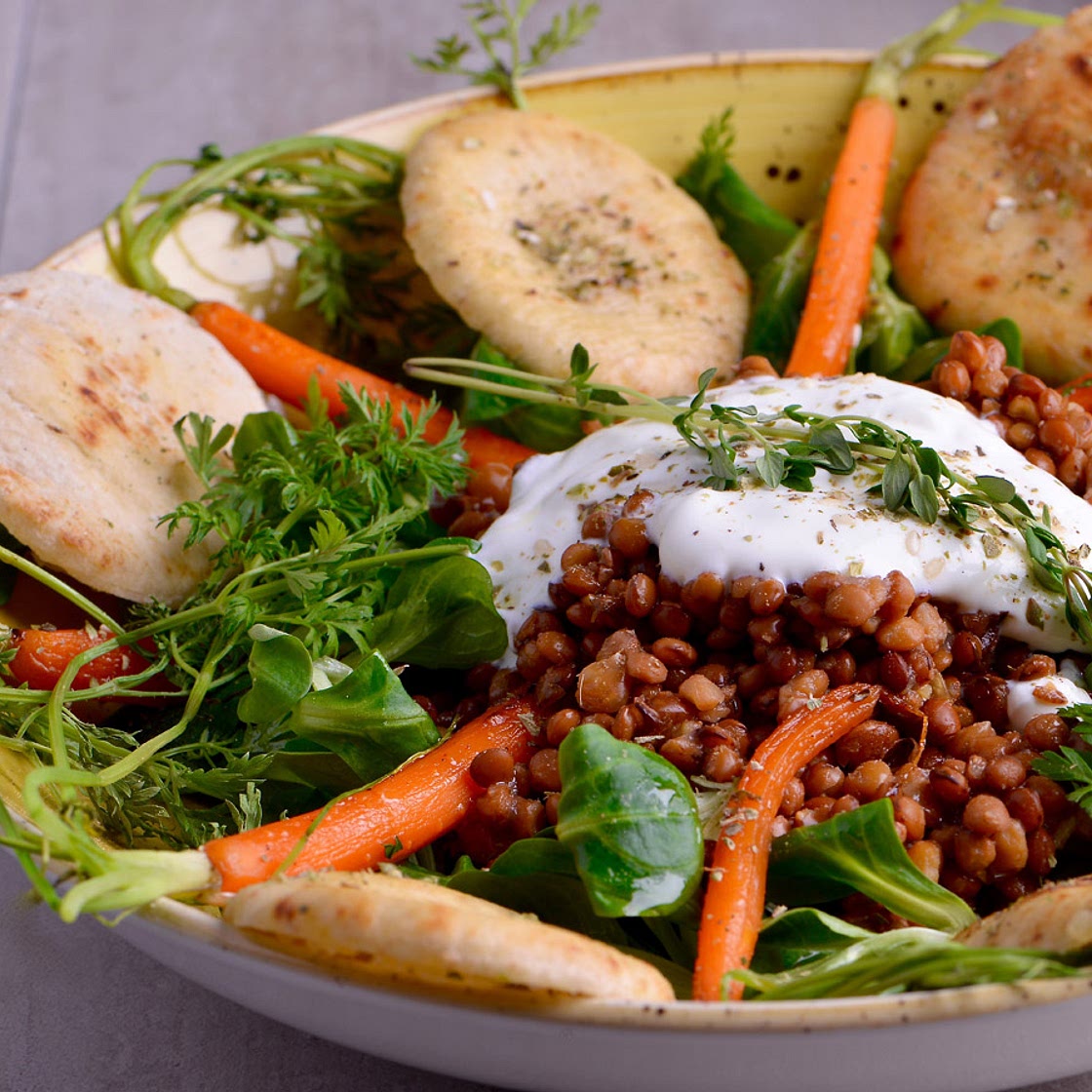 Ensalada de lentejas con yogur