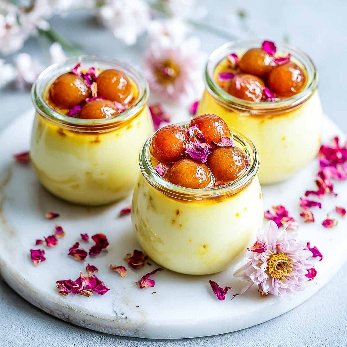 Gulab Jamun Custard Cups