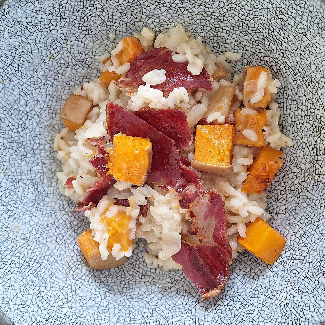 Risotto au Butternut Rôti et Coppa Croustillante