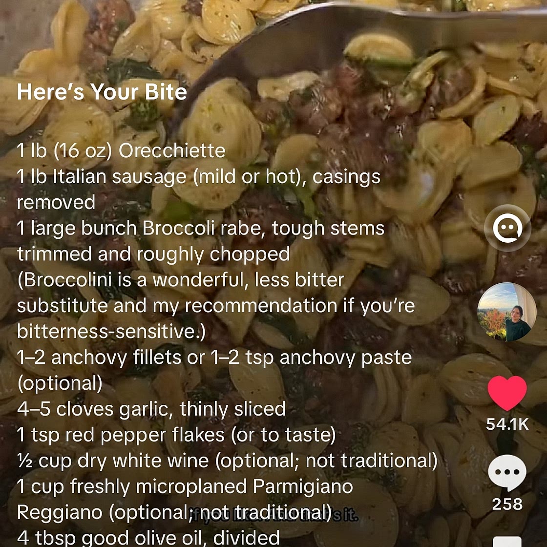 Orecchiette with Sausage and Broccoli Rabe