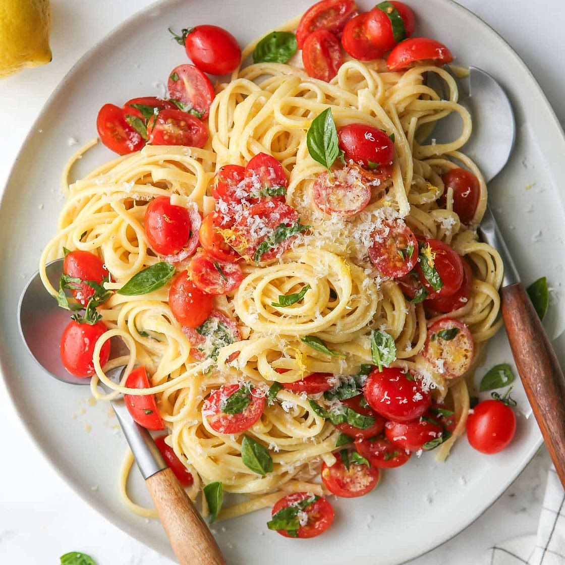 Lemon Pasta with Tomatoes and Basil