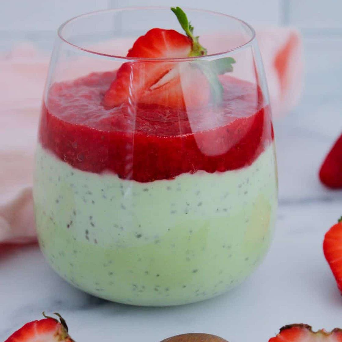 Strawberry Matcha Chia Pudding