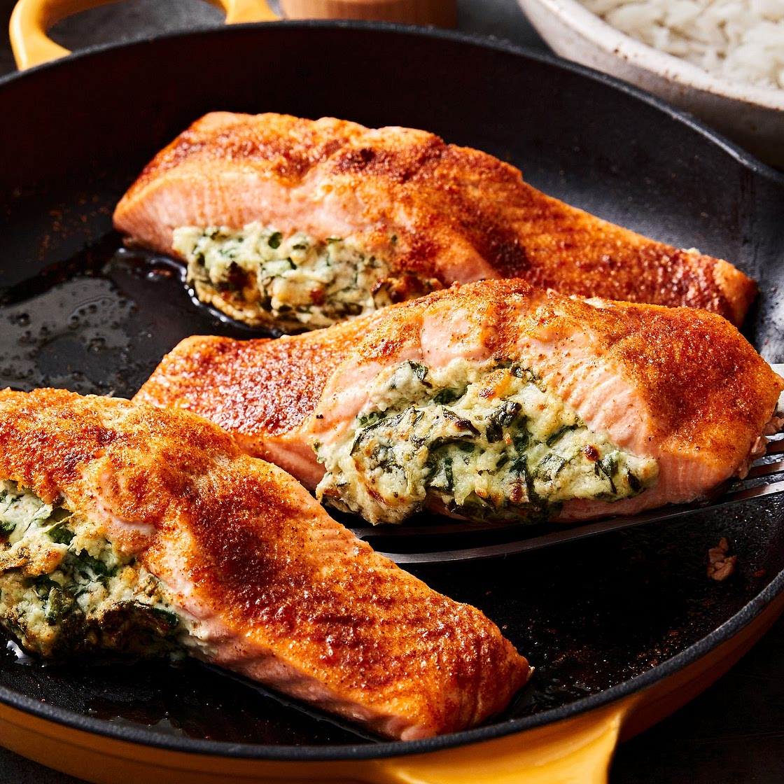 Creamy Spinach Stuffed Salmon