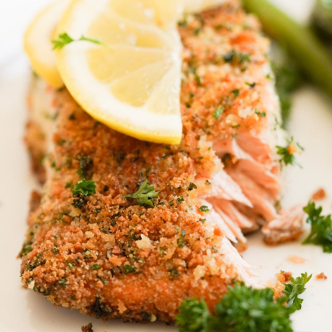 Parsley Parmesan Herb Crusted Salmon
