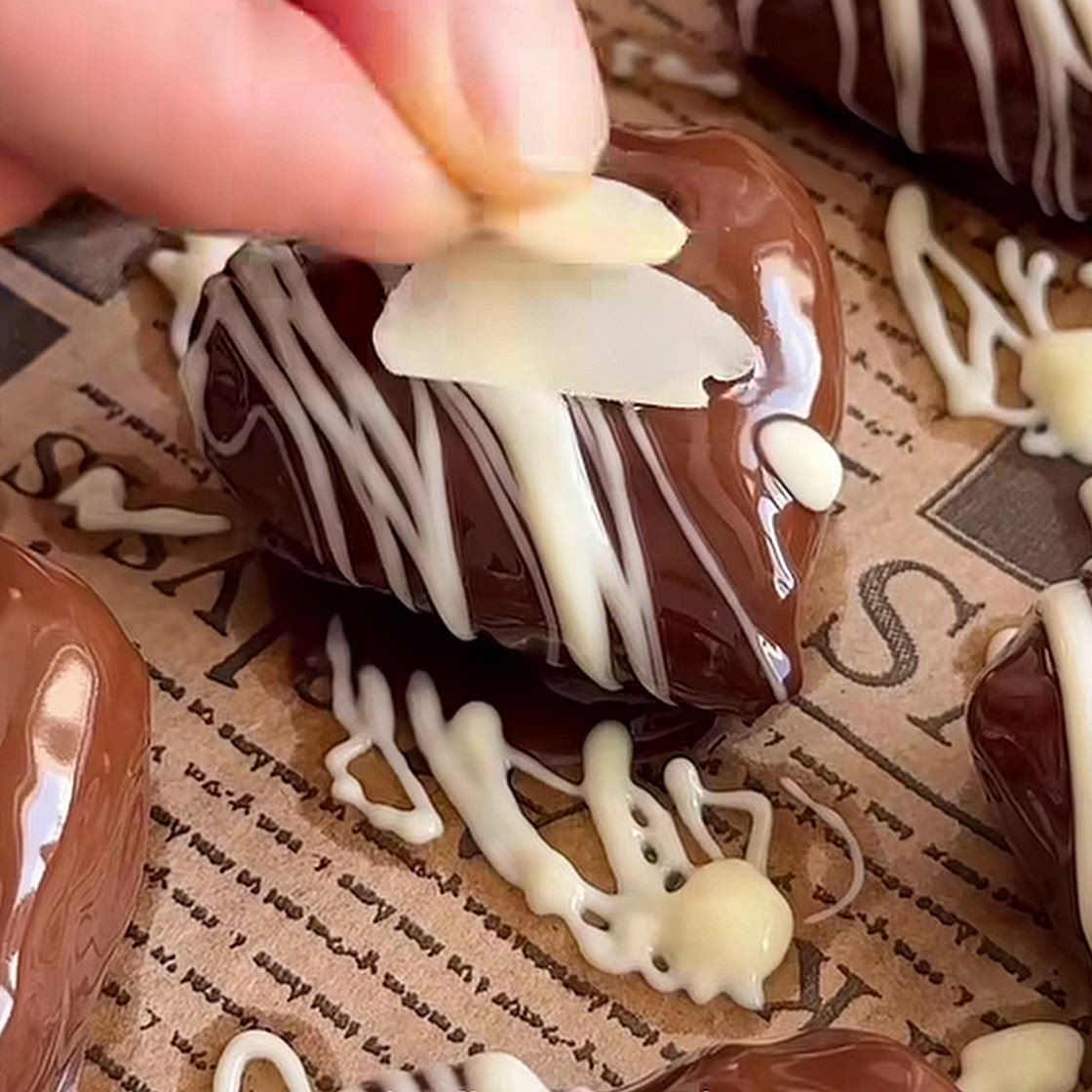 Chocolate covered date hearts