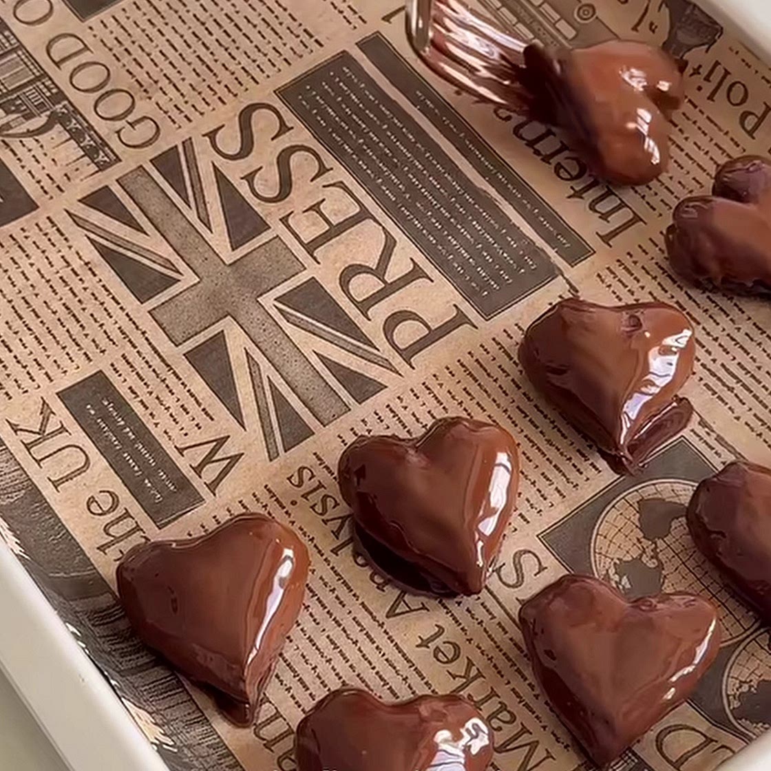 Chocolate covered date hearts