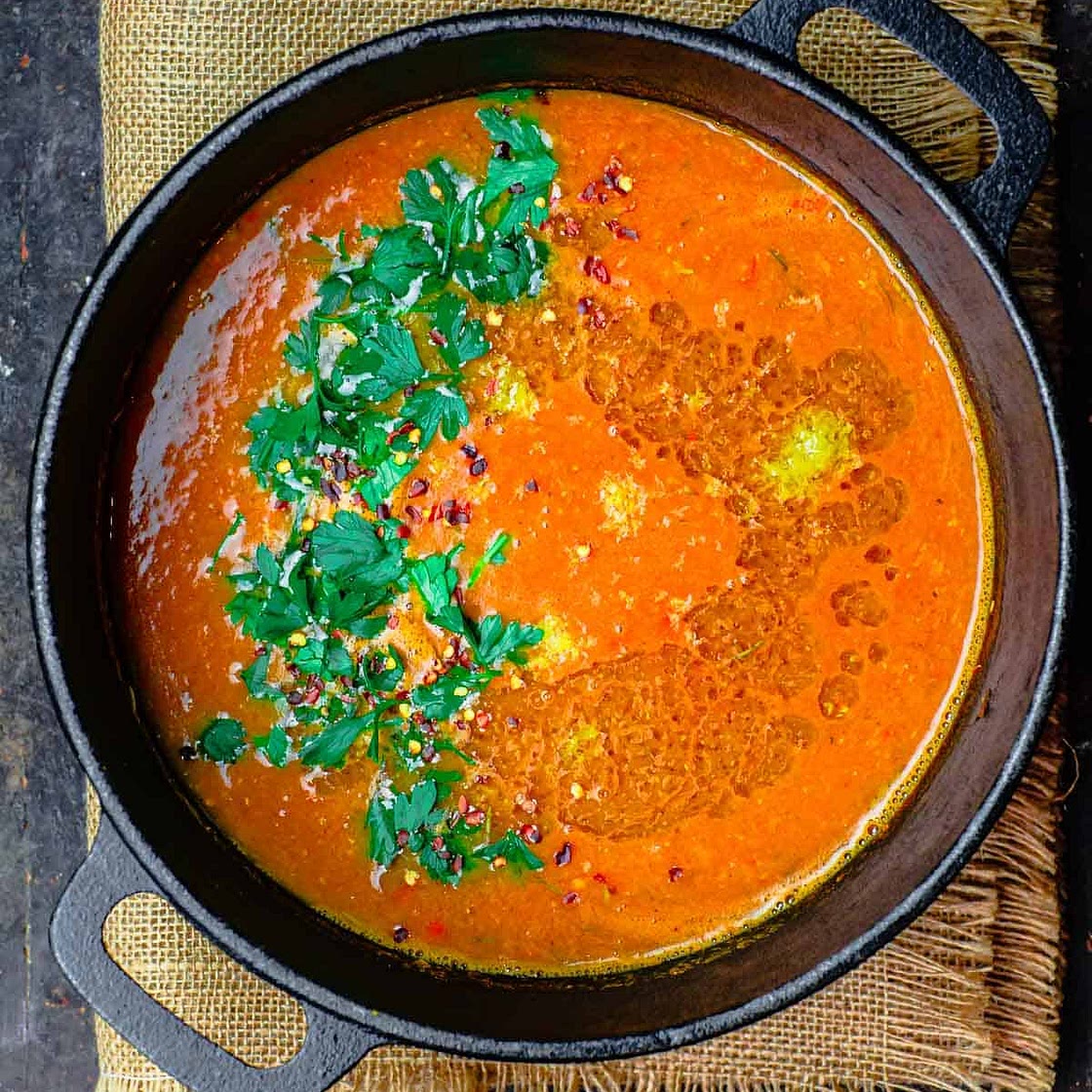 Easy Greek Red Lentil Soup Recipe