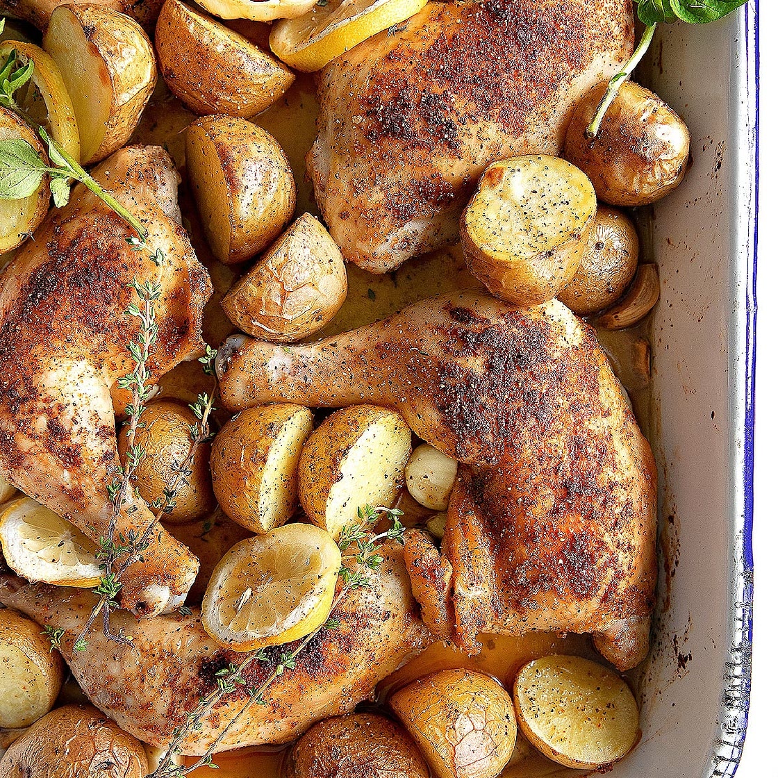 Crispy Oven Roasted Chicken Legs with Potatoes Recipe