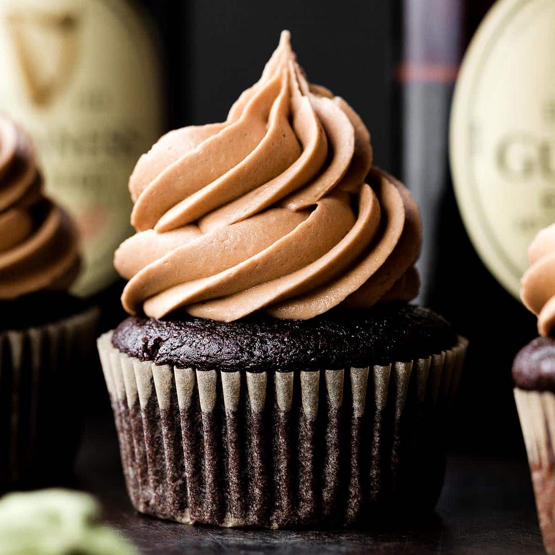 Guinness Chocolate Cupcakes with Mocha Guinness Buttercream