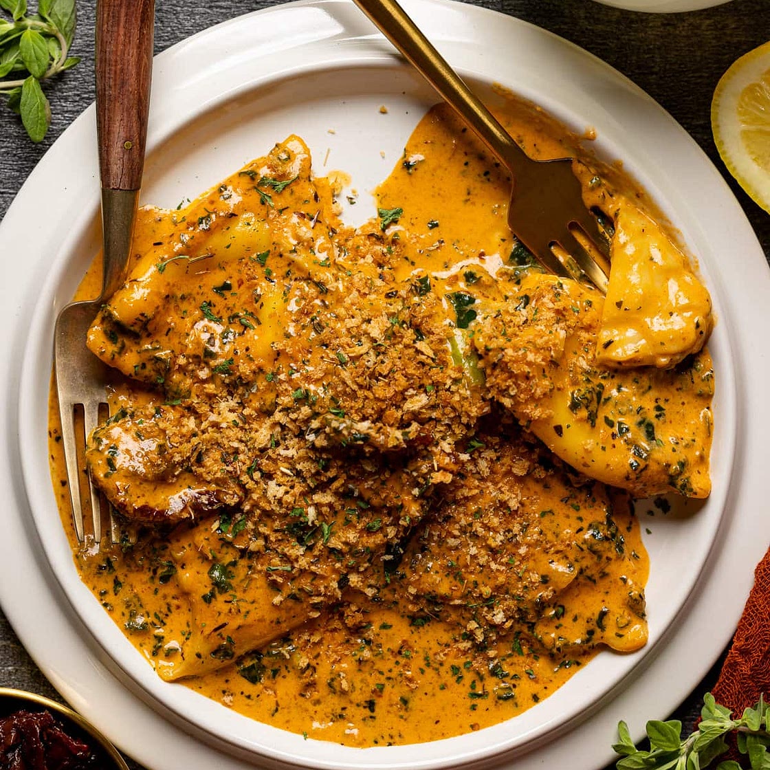 Hubby’s Date Night Vodka Ravioli [without the Vodka]