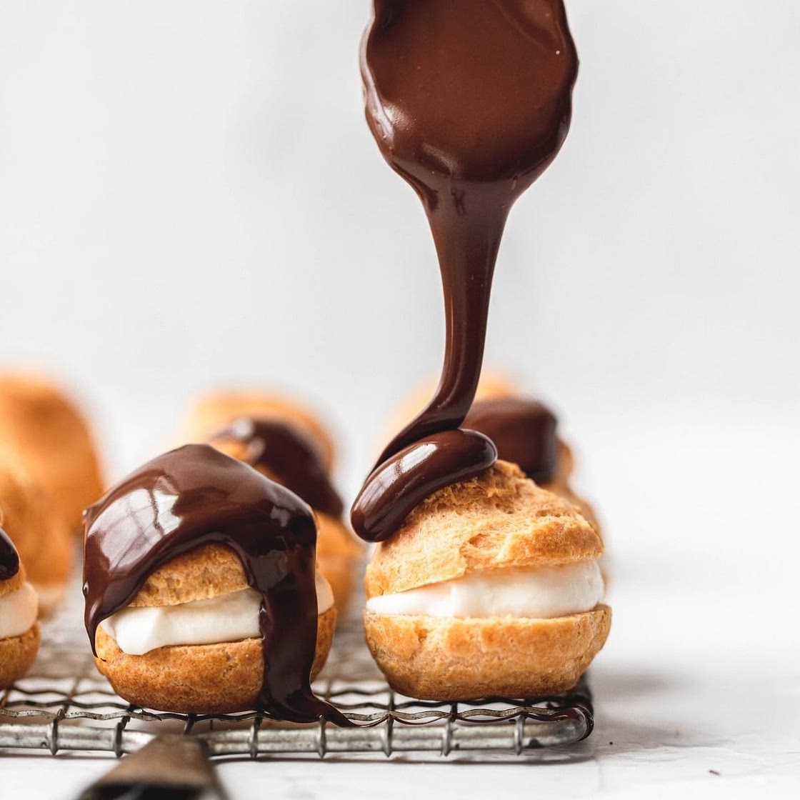 Mini Chocolate Covered Cream Puffs
