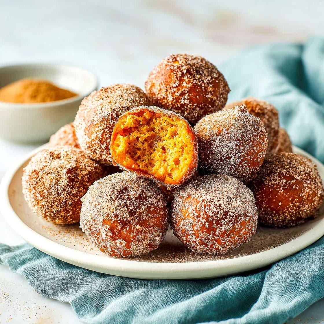 Air Fryer Pumpkin Fritters with Cinnamon Sugar