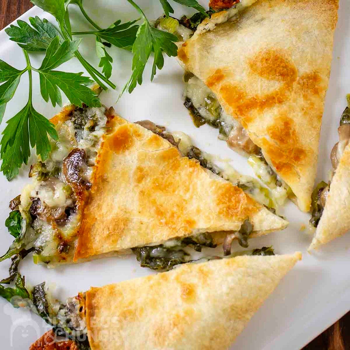 Baked Spinach Mushroom Quesadillas