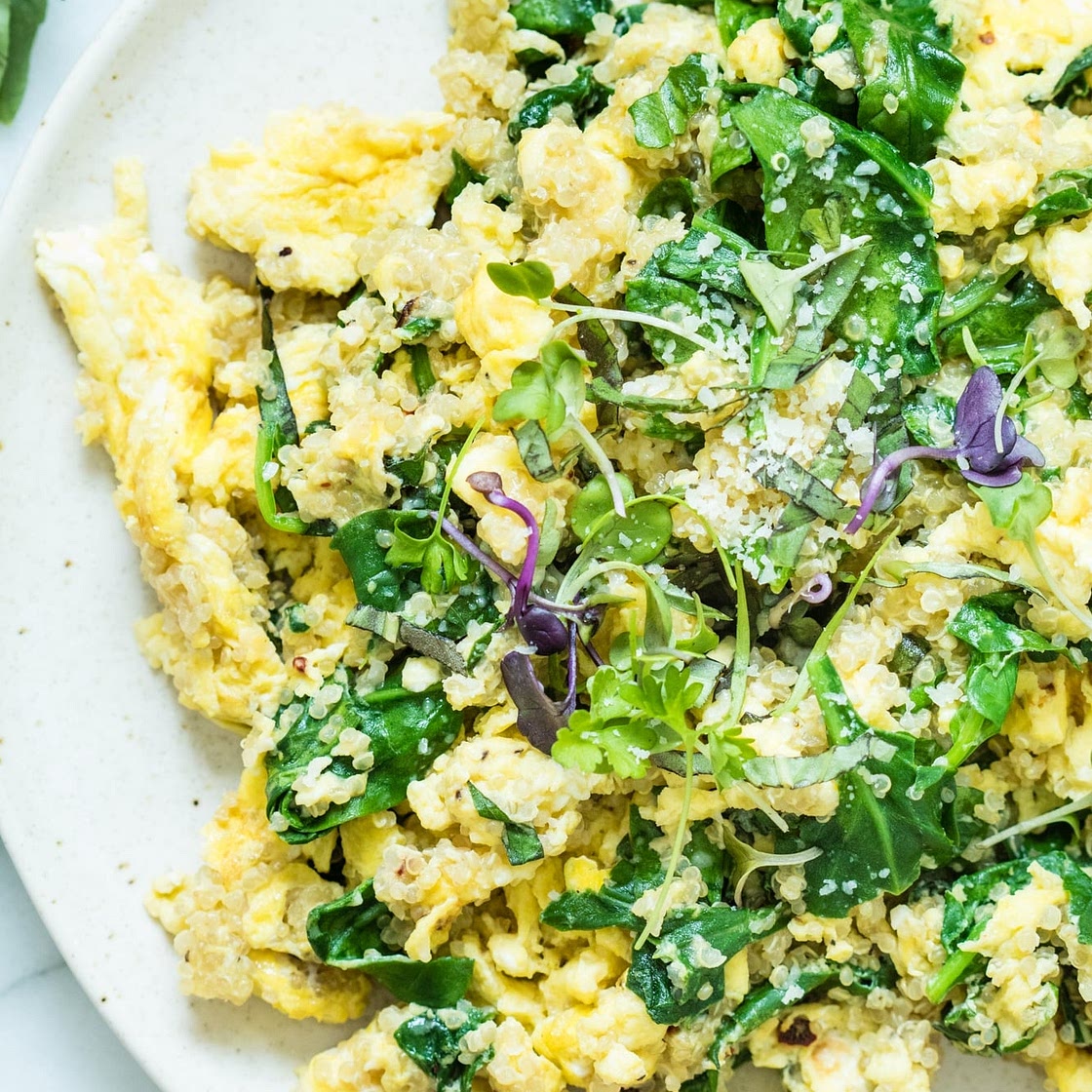 High Protein Healthy Egg Scramble with Quinoa