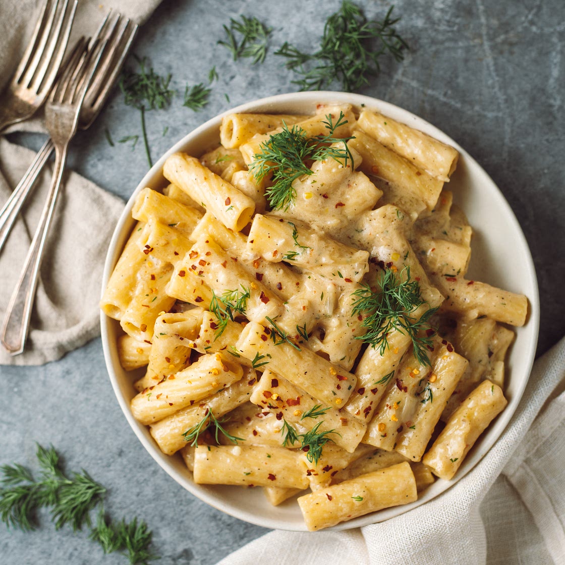 Spicy Lemon Dill Rigatoni (dairy-free!)