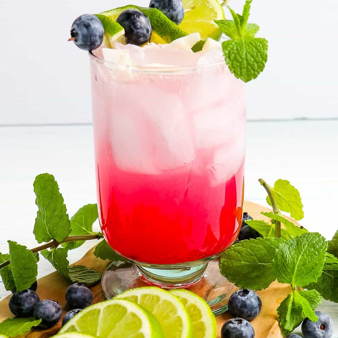 Refreshing Blueberry Mojito with Fresh Mint and Malibu Rum