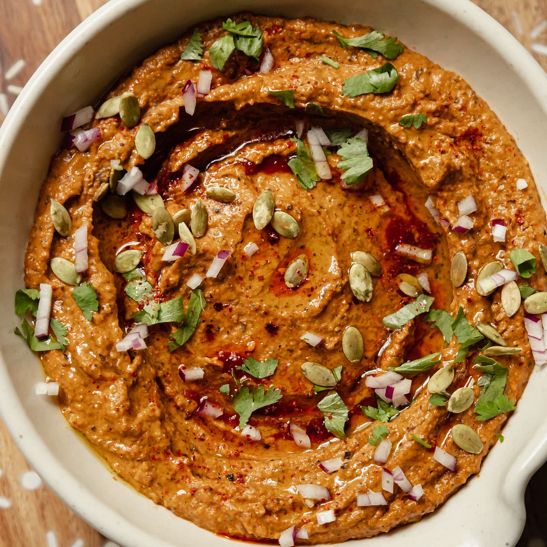 Black Bean Dip with Roasted Squash, Garlic, Pumpkin Seeds & Chipotles