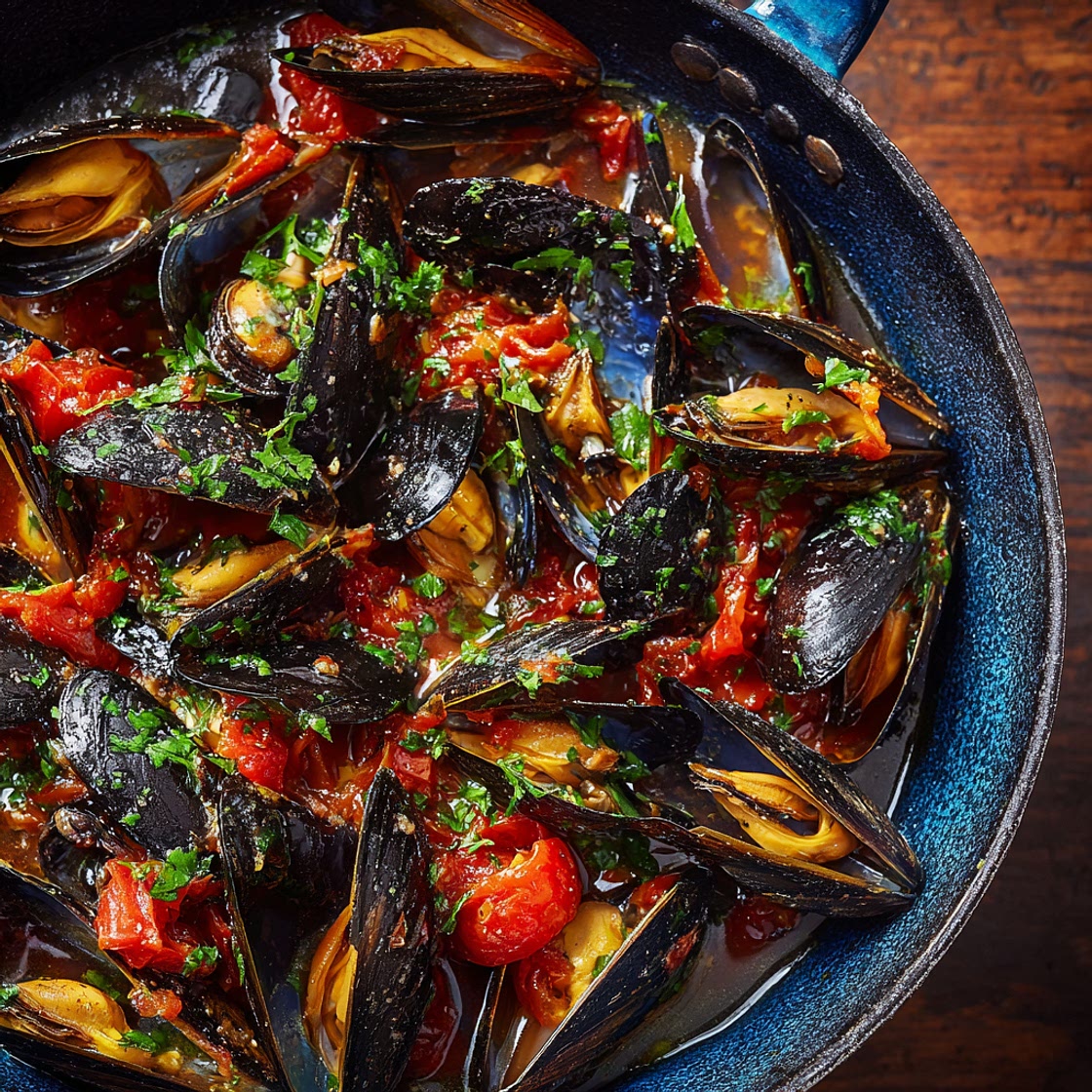 Mussels With Tomatoes and Garlic