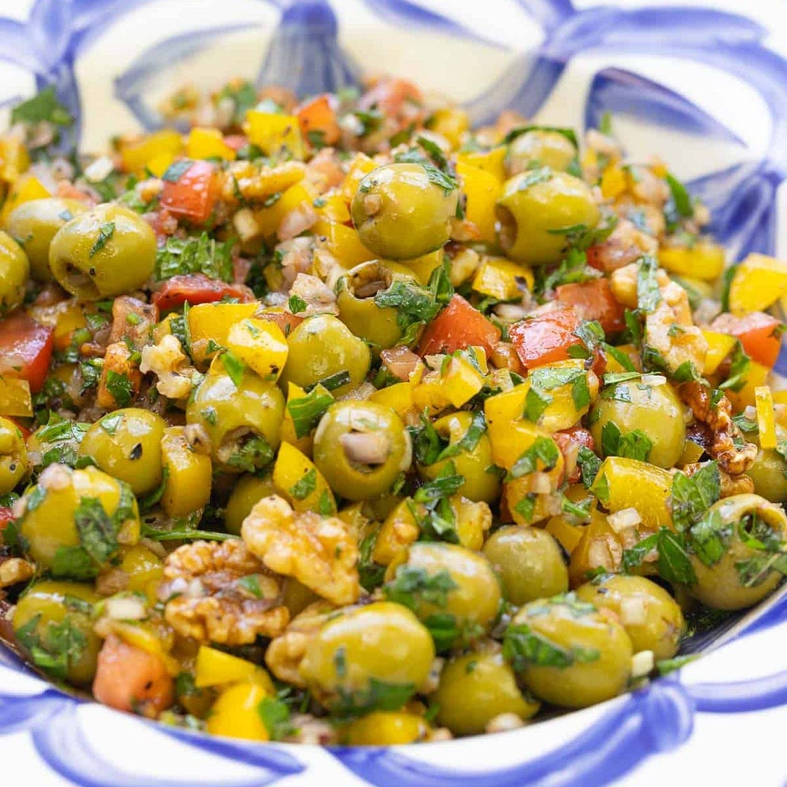 Olive Salad with Lemon-Pomegranate Dressing