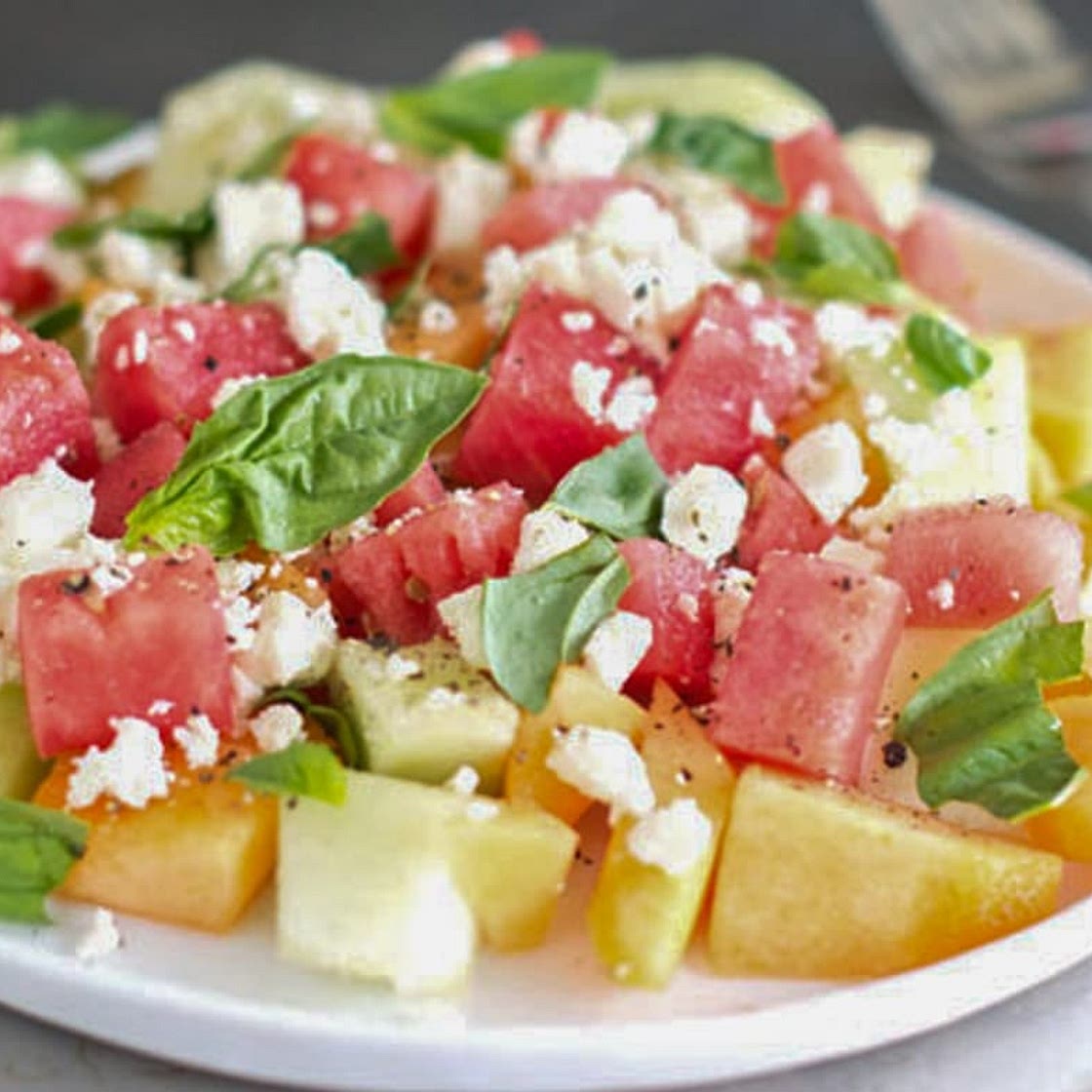 Melon, Feta, and Basil Salad Recipe