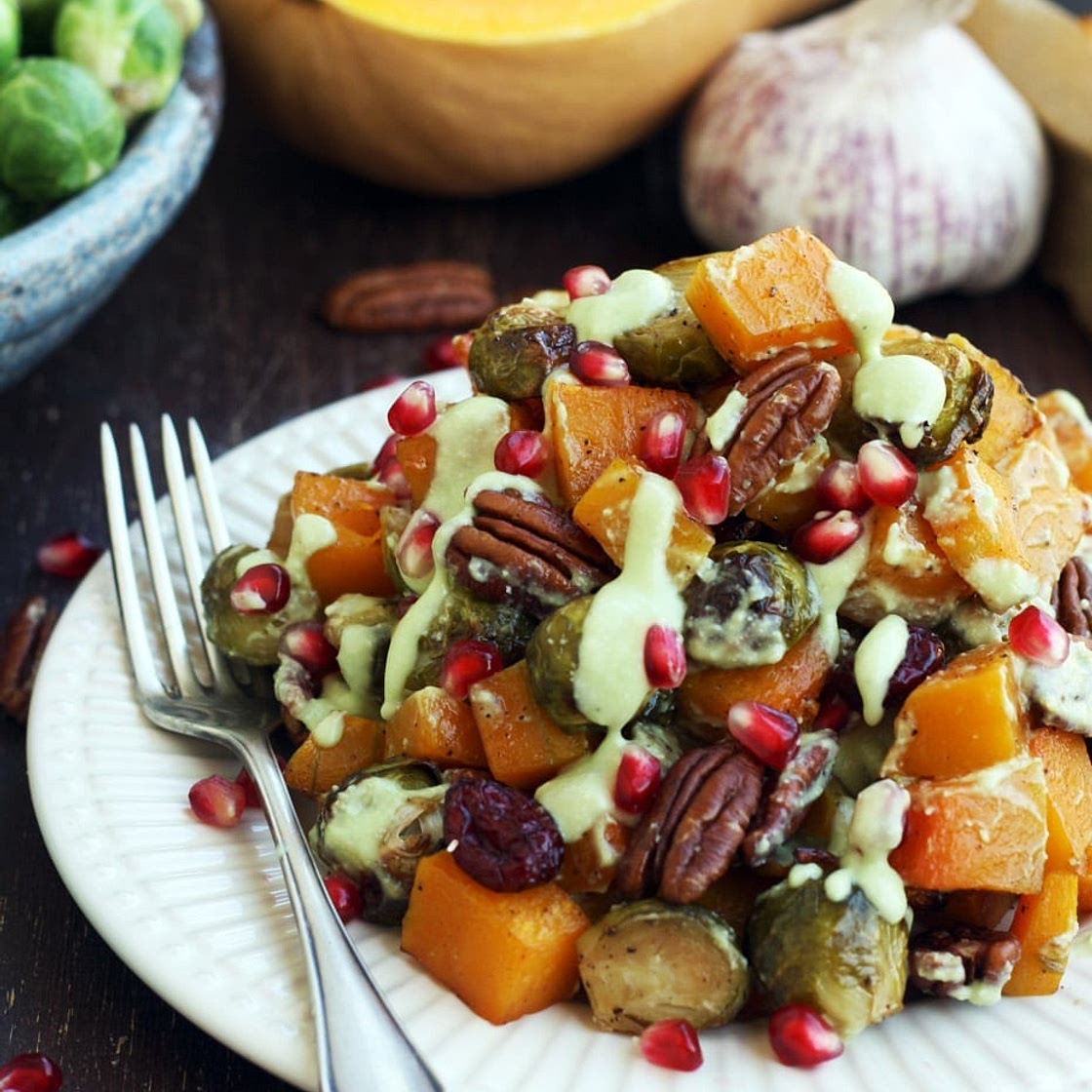 Roasted Brussels Sprouts with Butternut Squash