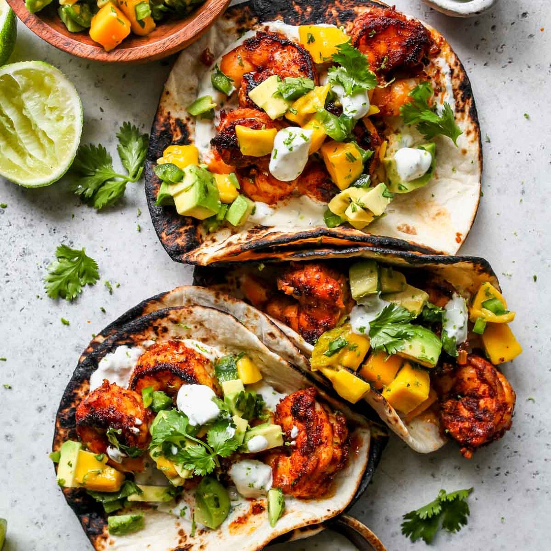 Chipotle Shrimp Tacos with Avocado-Mango Salsa