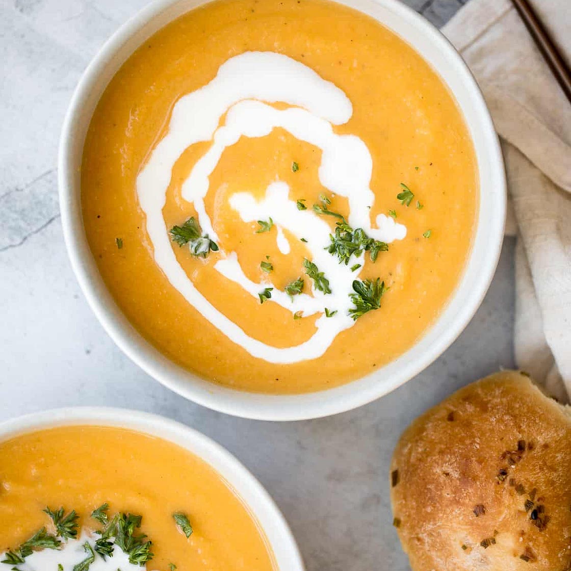 Roasted Butternut Squash and Cauliflower Soup