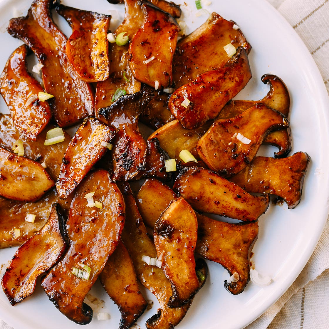 Soy Butter Glazed King Oyster Mushrooms