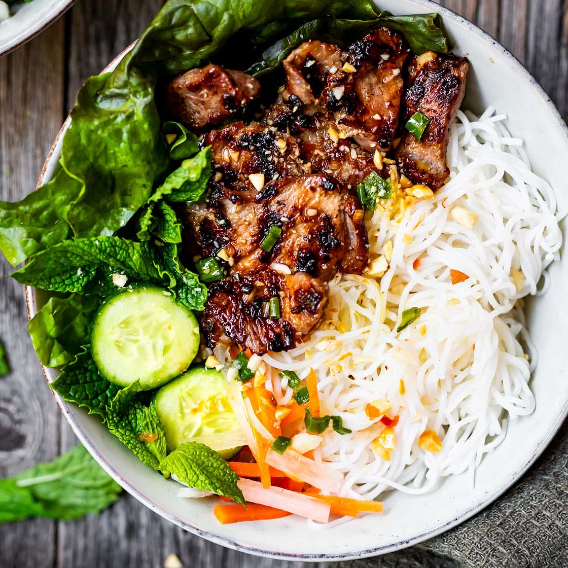 Authentic Bun Thit Nuong (Vietnamese Grilled Pork Vermicelli Bowls)