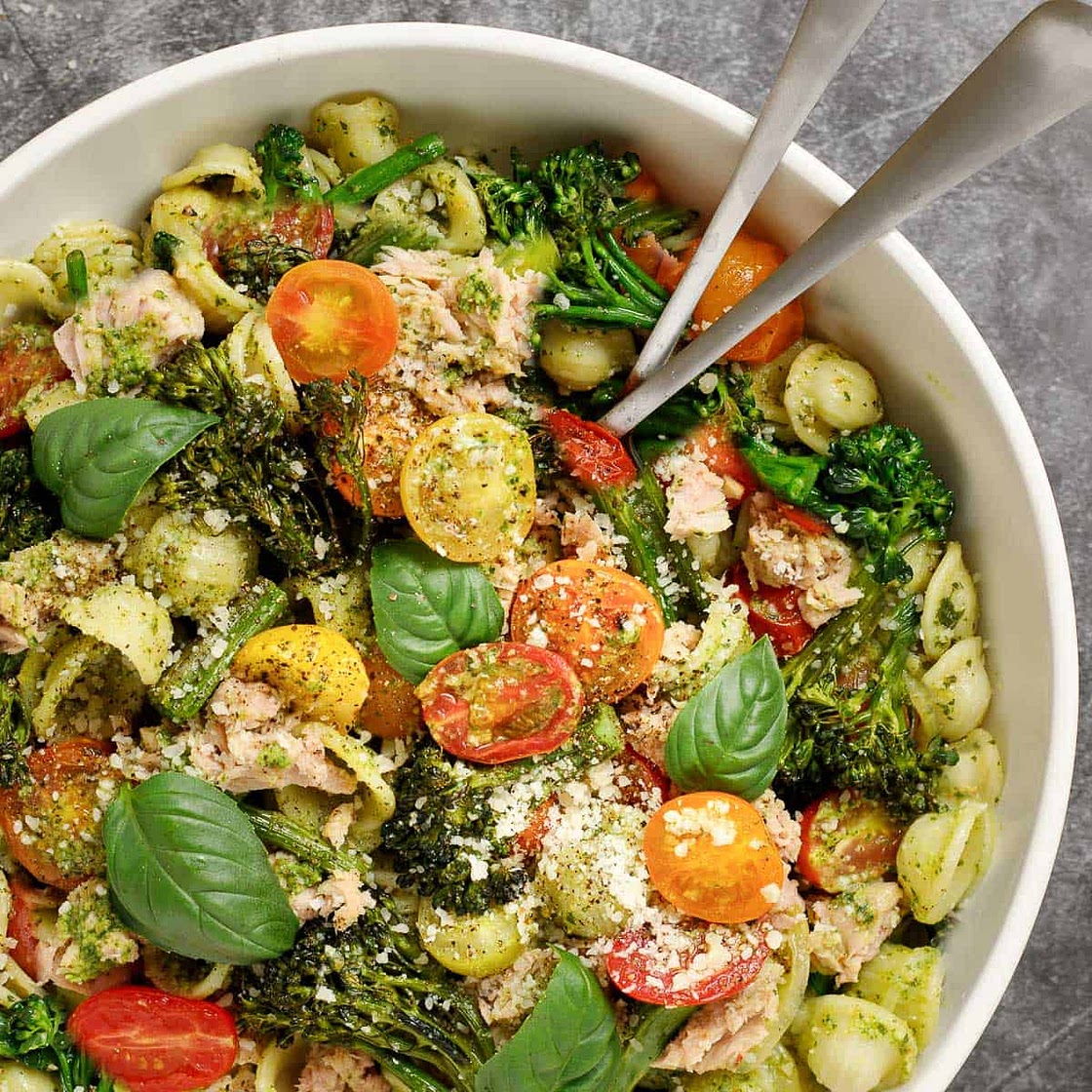 Broccolini Pasta with Tuna and Lemony Pesto