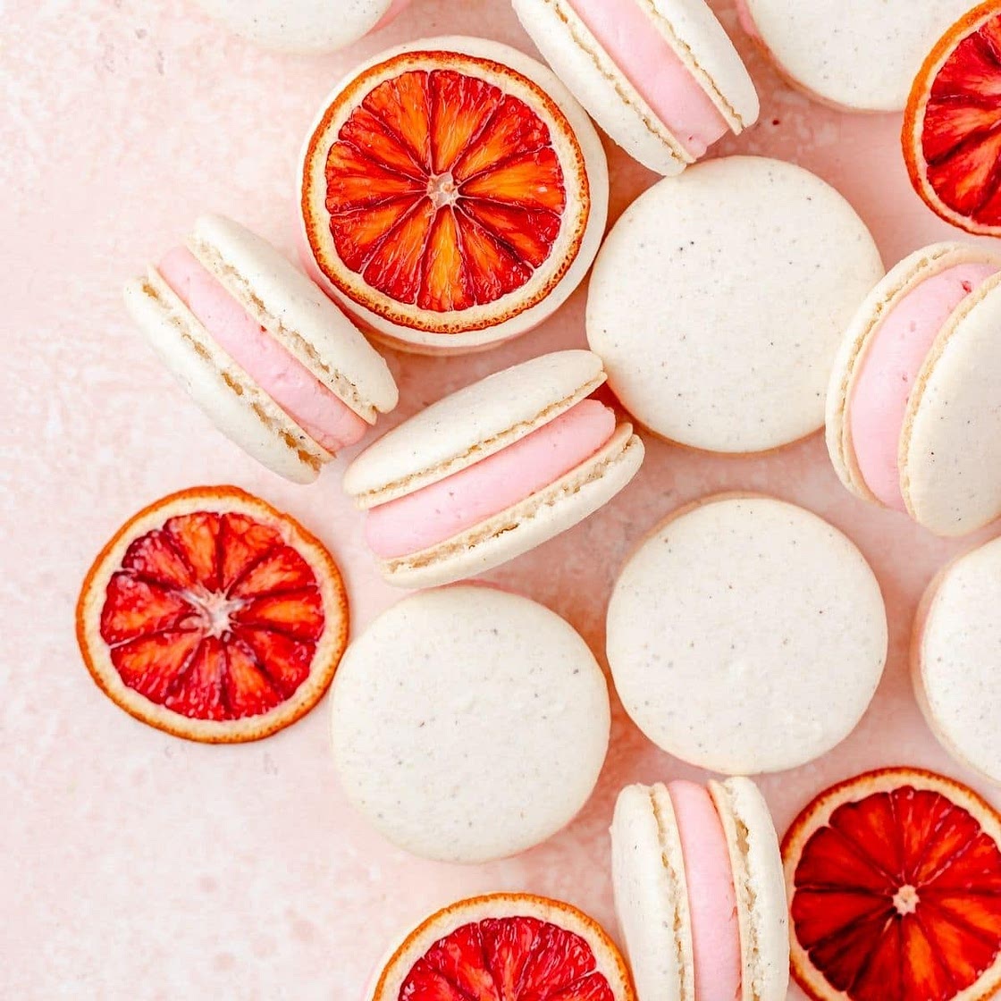 Cardamom and Blood Orange Macarons