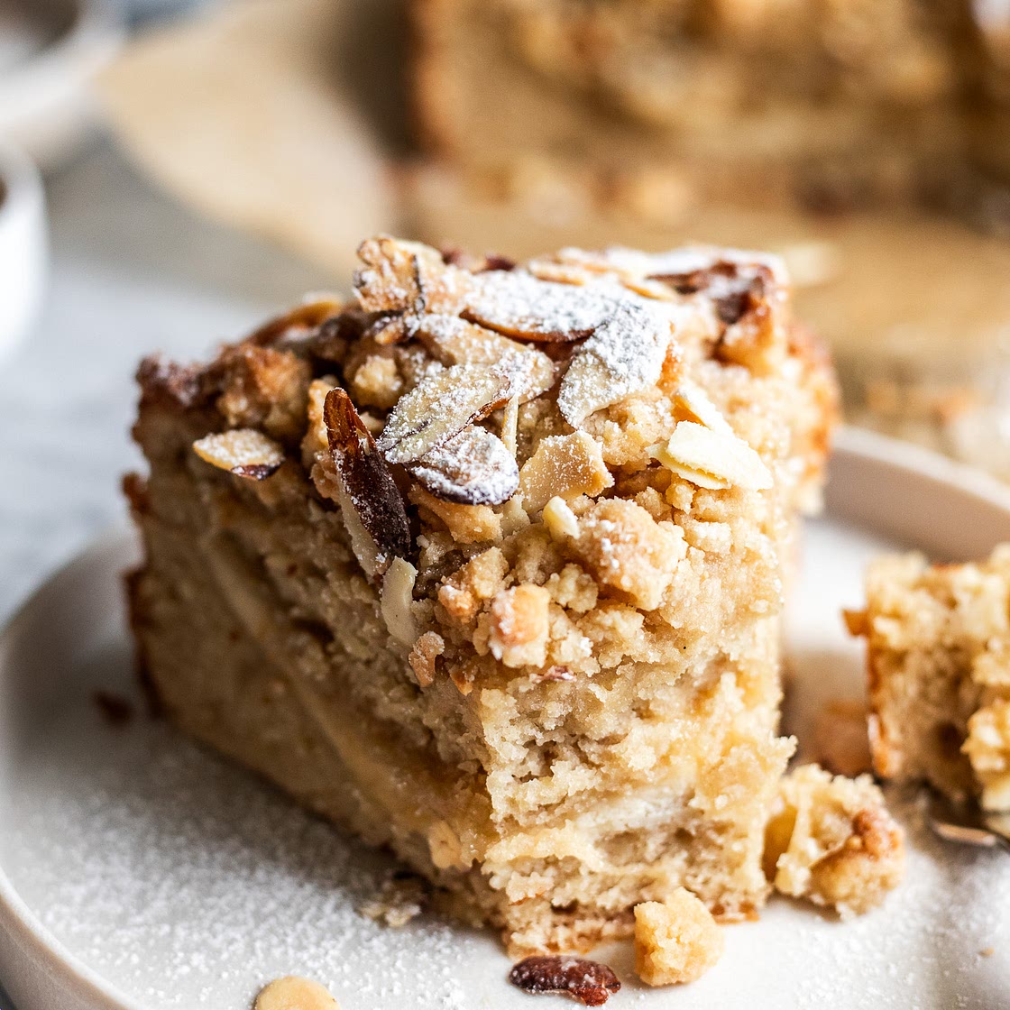 MOIST Vegan Almond Coffee Cake with "Cream Cheese" Filling